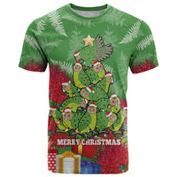 Kakapo New Zealand T Shirt Merry Christmas Pohutukawa - Green LT14 Green - Polynesian Pride