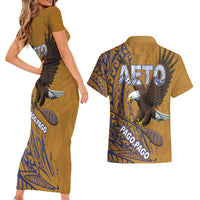 American Samoa Couples Matching Short Sleeve Bodycon Dress and Hawaiian Shirt AETO Pago Pago Wings Style LT03 - Polynesian Pride