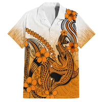 Orange Hawaii Family Matching Outfits - Mermaid Dress and Hawaiian Shirt Polynesian Shark Tattoo LT14 Son's Shirt - Polynesian Pride