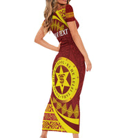 Personalised Tonga High School Family Matching Short Sleeve Bodycon Dress and Hawaiian Shirt Happy 77 Years Anniversary LT14 - Polynesian Pride