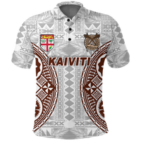 Custom Fiji Kaiviti Tapa Pattern Polo Shirt LT12 Unisex White - Polynesian Pride