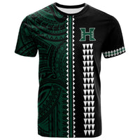 Hawaii Kakau Warrior Football T Shirt LT12 Green - Polynesian Pride