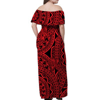 Polynesian Matching Dress and Hawaiian Shirt Tattoo Plumeria Red LT14 - Polynesian Pride