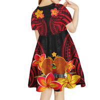 Papua New Guinea Short Sleeve Dress KID PNG Bird Of Paradise Polynesian Pattern LT14 - Polynesian Pride