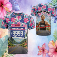 Custom Race Bib and Photo Marathon Nature and Tropical Style T Shirt