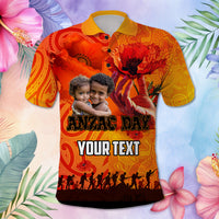 Custom Photo Australia and New Zealand ANZAC Day Polo Shirt Soldiers Memories - Red Poppies with Aboriginal and Maori Art