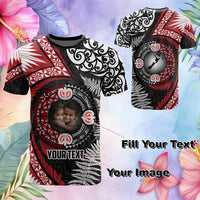 Custom Photo Tonga and New Zealand Together T Shirt Ngatu Art Tribal Maori Tattoo and Silver Fern CTM03 - Polynesian Pride
