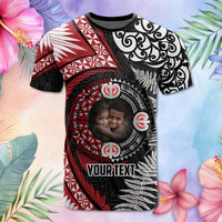 Custom Photo Tonga and New Zealand Together T Shirt Ngatu Art Tribal Maori Tattoo and Silver Fern CTM03 - Polynesian Pride