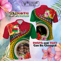 Custom Photo Vanuatu Tribal Boar Tusk Tropical Plants Polo Shirt