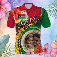 Custom Photo Vanuatu Tribal Boar Tusk Tropical Plants Polo Shirt