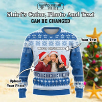 Custom Photo Hawaii Christmas Knitted Sweatshirt Mele Kalikimaka CTM05 - Polynesian Pride