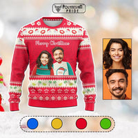 Custom Photo Polynesian Christmas Knitted Sweatshirt Funny Style CTM05 Multicolor - Polynesian Pride