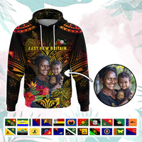Custom Photo Papua New Guinea Provinces Hoodie Symbol Flag Sepik Blue Orchid Motifs CTM05 Black - Polynesian Pride