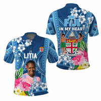 Custom Photo Love Fiji Polo Shirt Fiji In My Heart Tapa Pattern CTM05 - Polynesian Pride
