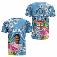 Custom Photo Love Fiji T Shirt Fiji In My Heart Tapa Pattern CTM05 - Polynesian Pride