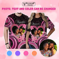 Custom Photo Polynesian Couple Valentine Day T shirt I LOVE YOU FOREVER
