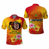 Custom Photo Papua New Guinea 50th Years Polo Shirt Hapi De bilong Indipendens Papua Niugini