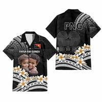 Custom Photo Papua New Guinea Provinces Hawaiian Shirt Bird of Paradise with Black Polynesian Tribal