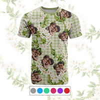 Custom Photo Hawaiian Palaka T shirt Mokihana Maile Ilima Leis
