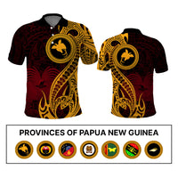 Custom Provinces of Papua New Guinea Polo Shirt Bird of Paradise Polynesian Tribal - Polynesian Pride