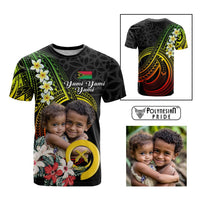 Custom Photo Vanuatu Provinces T Shirt Vanuatuan Pig Tusk and Pacific Beauty Flower CTM09 Multicolor - Polynesian Pride