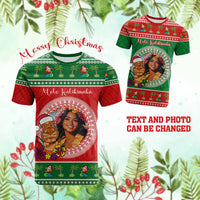 Custom Photo Aloha Hawaii Christmas T Shirt Tiki Santa Mele Kalikimaka CTM14 - Polynesian Pride
