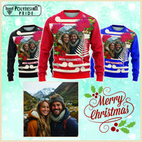 Custom Photo Kia Ora New Zealand Knitted Sweatshirt Pohotukawa Kiwi Santa Meri Kirihimete CTM14 Multicolor - Polynesian Pride