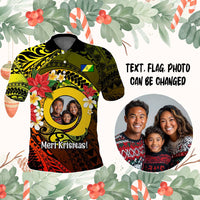 Custom Photo Vanuatu Polo Shirt Vanuatuan Pig Tusk Meri Krismas CTM14 Black - Polynesian Pride