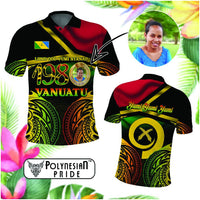 Custom Photo Vanuatu 1980 Polo Shirt Yumi Yumi Yumi Independence Anniversary CTM14 Black - Polynesian Pride