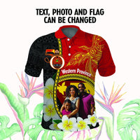 Custom Photo Papua New Guinea Provinces Polo Shirt Flag With Polynesian Tropical Flowers