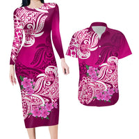 Polynesian Matching Outfit For Couples Floral Tribal Pink Style Bodycon Dress And Hawaii Shirt LT9 7XL - Polynesian Pride