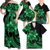 Polynesian Matching Outfit For Family - Plumeria Flowers Long Dress Hawaiian Shirt Polynesian Tribal Green Vibe LT9 Mom's Dress - Polynesian Pride