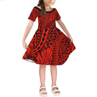 Red Hawaii Family Matching Off Shoulder Maxi Dress And Hawaiian Shirt Tribal Art LT14 - Polynesian Pride