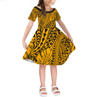 Gold Hawaii Family Matching Off Shoulder Maxi Dress And Hawaiian Shirt Tribal Art LT14 - Polynesian Pride