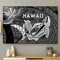 Hawaii Shark and Turtle 5 Pieces Canvas Wall Art With Black Kakau LT9 - Polynesian Pride