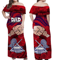 Polynesian Matching Hawaiian Outfits For Couples Dads Day American Samoa Matching Dress and Hawaiian Shirt Dad Ou Te Alofa Ia Te Oe Tama LT9 - Polynesian Pride