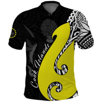 Cook Islands Polo Shirt Matau Polynesian Simple Fish Hook LT13 Unisex Black - Polynesian Pride