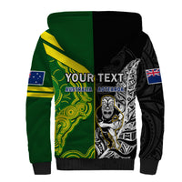 (Custom Personalised) Australia Kangaroos And All Black Rugby Sherpa Hoodie Aboriginal Mix NZ Maori Fern LT14 - Polynesian Pride