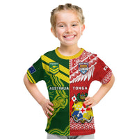 Custom Tonga and Australia Rugby T-Shirt - Mate Maa Tonga Mix Kangaroos LT14 - Polynesian Pride