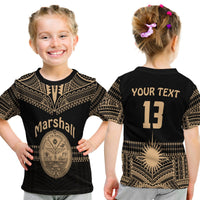 (Custom Text And Number) Marshall Islands T Shirt Kid Best Tattoo Version Golden LT13 Youth XL Size14 - Polynesian Pride