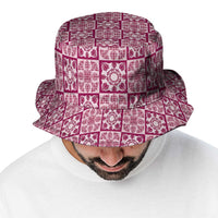 Akala Palaka Quilt Hawaii Bucket Hat Hawaiian Tropical Monstera Sea Turtle