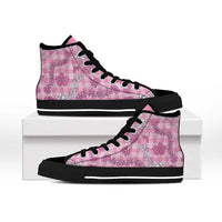 Alaka Aloha Hawaii High Top Shoes Plumeria Lei With Palaka Motif - Polynesian Pride