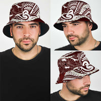 Aloha Hawaii Kalo Pikake Lei Bucket Hat Chest Tattoo Oxblood Hawaiian Pattern