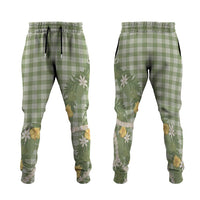 Aloha Puakenikeni Anthurium Pikake Lei Jogger Pants Green Hawaiian Palaka Pattern