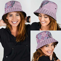 Aloha Vintage Palaka Floral Hawaiian Quilt Bucket Hat Akala Motif - Polynesian Pride