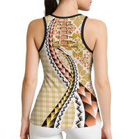 Aloha Vintage Palaka Floral Hawaiian Quilt Hollow Tank Top Melemele Motif LT9 - Polynesian Pride