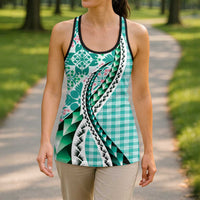 Aloha Vintage Palaka Floral Hawaiian Quilt Hollow Tank Top Polu Motif LT9 - Polynesian Pride