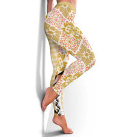 Aloha Vintage Palaka Floral Hawaiian Quilt Leggings Melemele Motif LT9 - Polynesian Pride