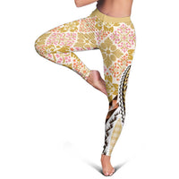Aloha Vintage Palaka Floral Hawaiian Quilt Leggings Melemele Motif LT9 - Polynesian Pride