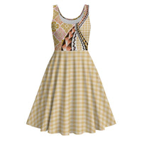 Aloha Vintage Palaka Floral Hawaiian Quilt Midi Dress Melemele Motif LT9 Yellow - Polynesian Pride
